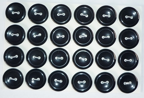 Knopen kunststof 15mm/2-gaats (2x 24 stuks), Zwart
